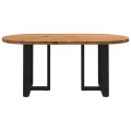 Table à manger marron clair bois de chêne massif ovale