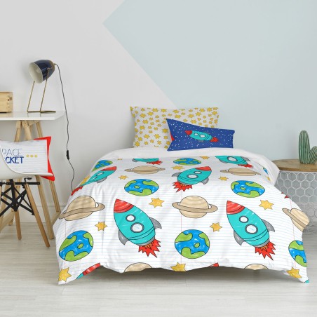 Set di copripiumino HappyFriday Mr Fox Space rocket Multicolore Singol