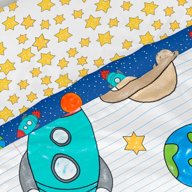 Set beddengoed HappyFriday Mr Fox Space Rocket Multicolour Bed van 80/