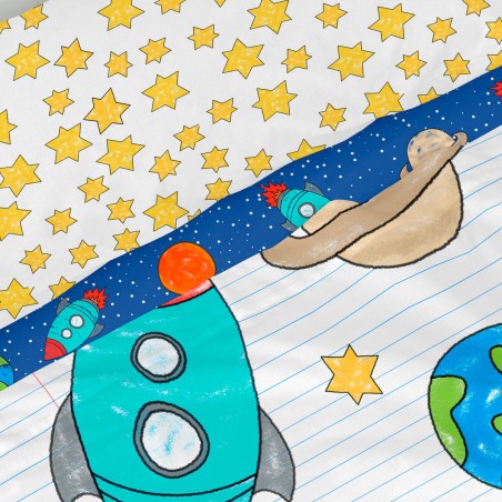 Juego de Sábanas HappyFriday Mr Fox Space Rocket Multicolor Cama de 8