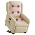 Fauteuil inclinable de massage Crème Tissu