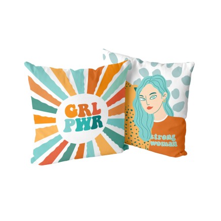 Cushion cover HappyFriday Aware Girl power Multicolour 50 x 50 cm 2 Pi