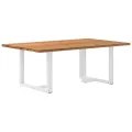 Table à manger marron clair bois de chêne massif rectangulaire