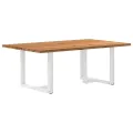 Table à manger marron clair bois de chêne massif rectangulaire