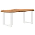 Table à manger marron clair bois de chêne massif ovale