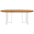 Table à manger marron clair bois de chêne massif ovale