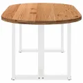 Table à manger marron clair bois de chêne massif ovale