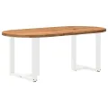 Table à manger marron clair bois de chêne massif ovale