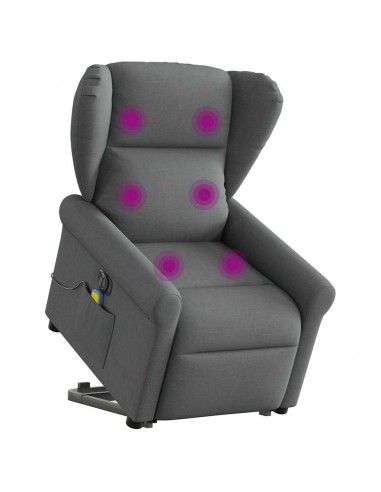 Fauteuil inclinable de massage électrique Gris foncé Tissu