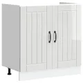 Meuble de base de lavabo Lucca blanc brillant bois ingénierie