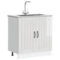 Meuble de base de lavabo Lucca blanc brillant bois ingénierie