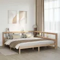 Lit bibliothèque sans matelas 200x200 cm bois massif de pin