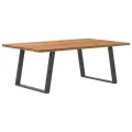 Table à manger marron clair bois de chêne massif rectangulaire