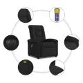 Fauteuil de massage inclinable électrique Noir Tissu