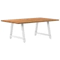 Table à manger marron clair bois de chêne massif rectangulaire