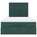 Cadre de lit ottoman avec matelas vert foncé 120x200 cm velours