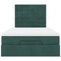 Cadre de lit ottoman avec matelas vert foncé 120x200 cm velours