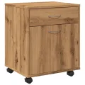Armoire roulante chêne artisanal 45x38x54 cm bois d'ingénierie