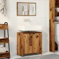 Armoire de salle de bain et miroir vieux bois bois d'ingénierie