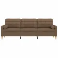 Canapé 3 places avec oreillers décoratifs marron 210 cm tissu