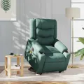 Fauteuil inclinable de massage électrique Vert foncé Tissu