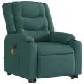 Fauteuil inclinable de massage électrique Vert foncé Tissu