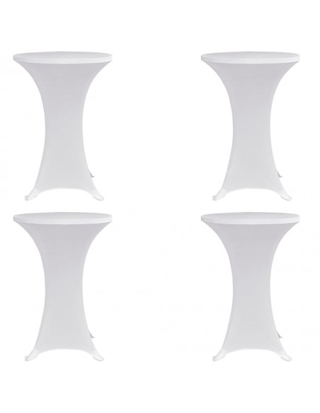 Housses élastiques de table Ø 80 cm Blanc 4 pcs