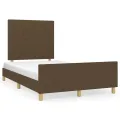 Cadre de lit sans matelas marron foncé 120x200 cm tissu