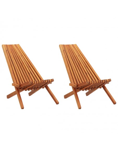 Chaises pliables d'extérieur lot de 2 Bois d'acacia solide