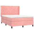 cadre de lit avec matelas Rose 140x200 cm Velours