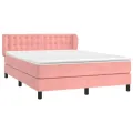 cadre de lit avec matelas Rose 140x200 cm Velours
