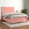 cadre de lit avec matelas Rose 140x200 cm Velours