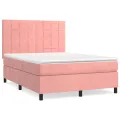 cadre de lit avec matelas Rose 140x200 cm Velours