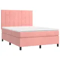 cadre de lit avec matelas Rose 140x200 cm Velours