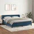 cadre de lit et matelas Bleu foncé 180x200cm Velours