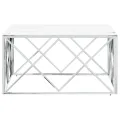 Table basse argenté 80x80x40 cm acier inoxydable et verre