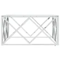 Table basse argenté 80x80x40 cm acier inoxydable et verre