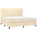 cadre de lit et matelas et LED Crème 200x200cm Tissu