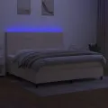 cadre de lit et matelas et LED Crème 200x200cm Tissu