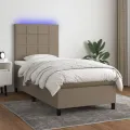 cadre de lit et matelas et LED Taupe 100x200cm Tissu