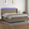 cadre de lit matelas et LED Taupe 200x200 cm Tissu