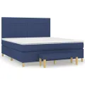 cadre de lit avec matelas Bleu 180x200 cm Tissu