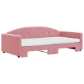 Lit de jour avec lit gigogne et matelas rose 100x200 cm velours
