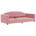 Lit de jour avec lit gigogne et matelas rose 100x200 cm velours