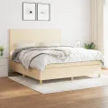 cadre de lit avec matelas Crème 160x200 cm Tissu