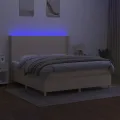 cadre de lit matelas et LED Crème 160x200 cm Tissu