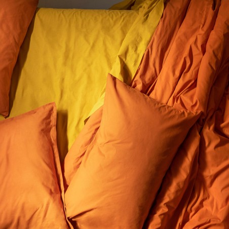 Drap housse HappyFriday BASIC Moutarde 160 x 200 x 32 cm