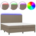 cadre de lit et matelas et LED Taupe 200x200cm Tissu