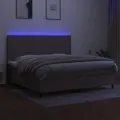 cadre de lit et matelas et LED Taupe 200x200cm Tissu