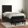 cadre de lit avec matelas Noir 90x190 cm Velours